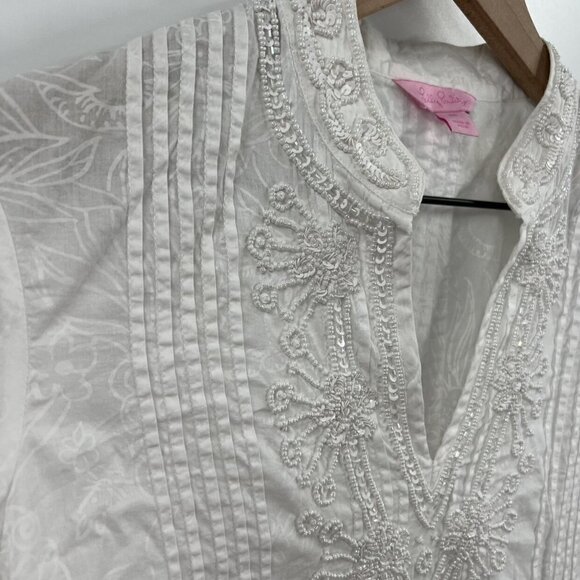 Lilly Pulitzer Sarasota Tunic Beaded Resort White - Picture 7 of 12